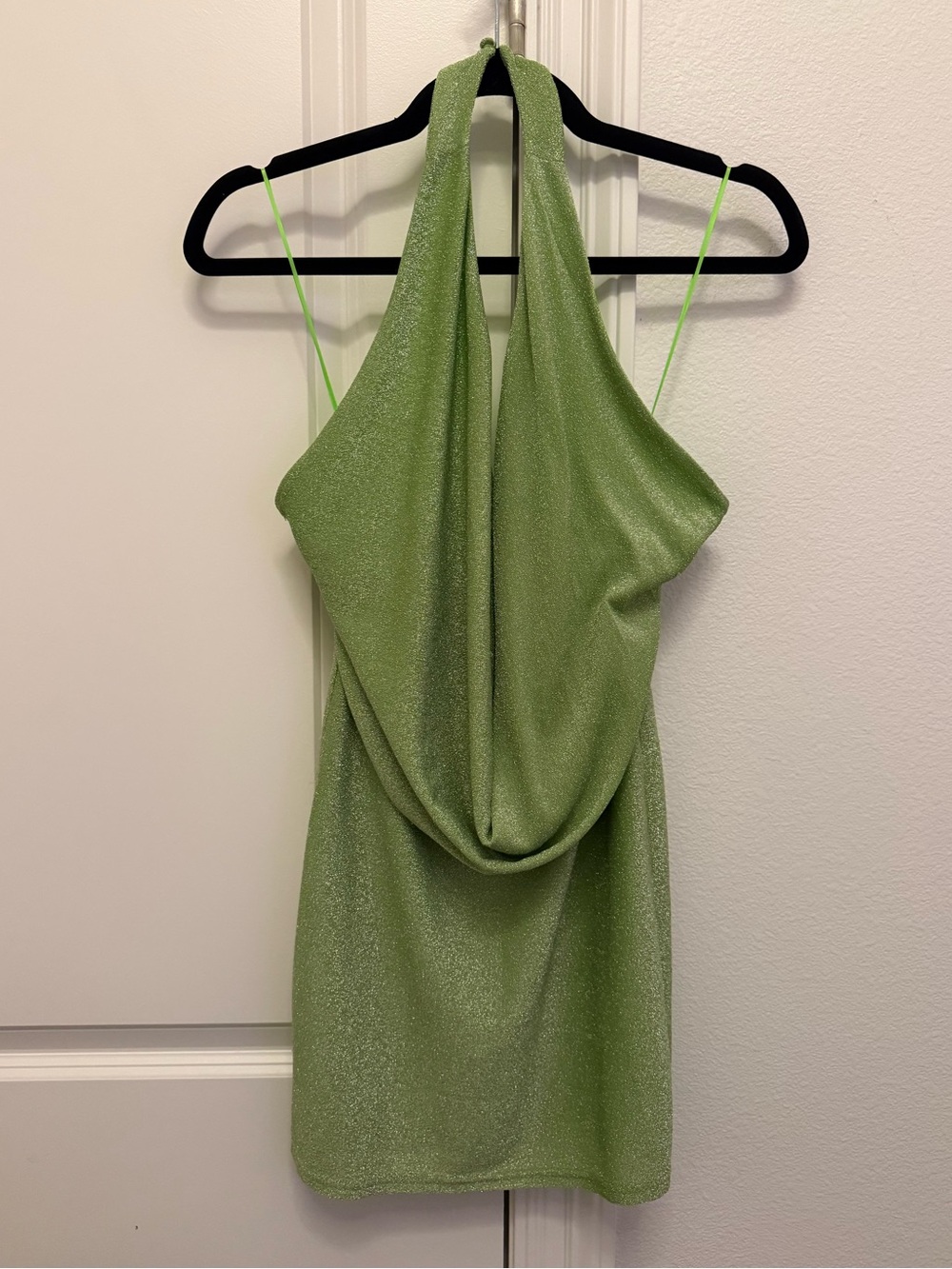superdown Lime Green Halter Cowl Mini Dress